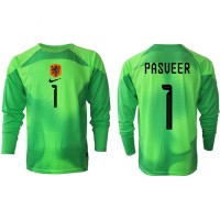 Camisa de time de futebol Holanda Remko Pasveer #1 Goleiro Replicas 1º Equipamento Mundo 2022 Manga Comprida